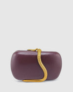 Izoa Gigi Snake Clutch Dark Red