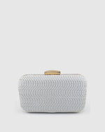 Izoa Sophia Woven Clutch in White