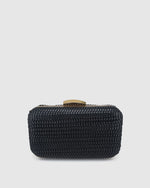 Izoa Sophia Woven Clutch in Black