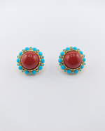 Izoa Noémi Stud Earrings Red/Blue Resin & Glass