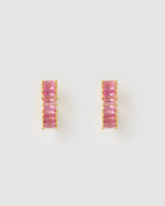 Izoa Celine Huggie Earrings Hot Pink