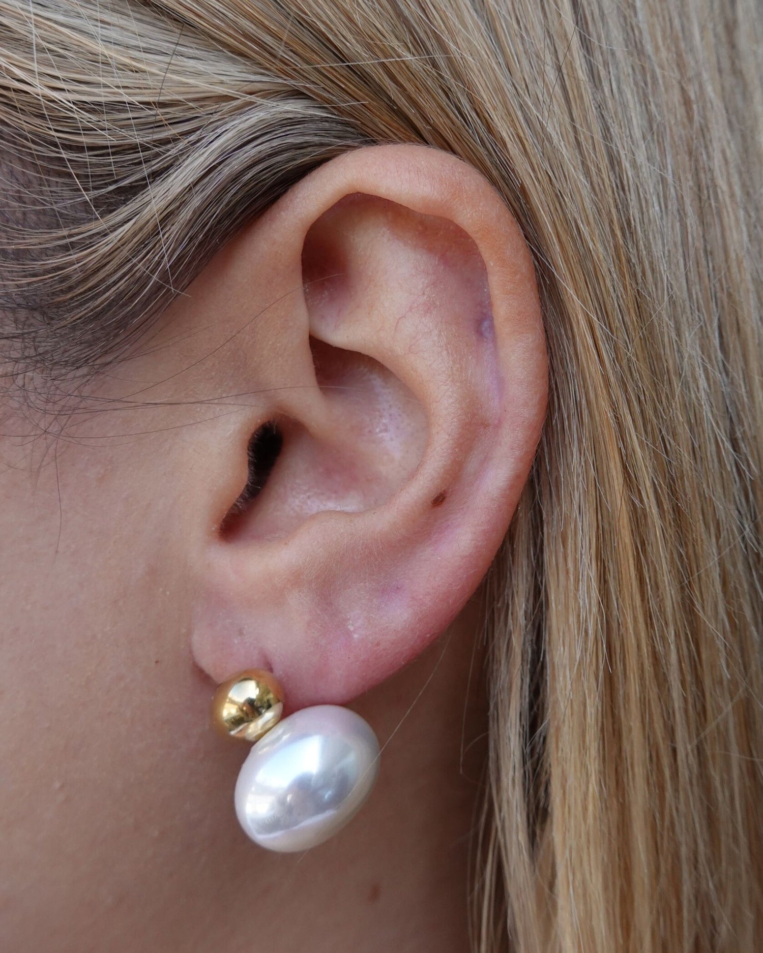 Izoa Inka Earrings Gold Pearl