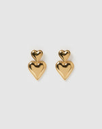 Izoa Tana Heart Stud Earrings Gold