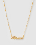 Izoa Aries Written Star Sign Necklace Gold