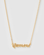 Izoa Gemini Written Star Sign Necklace Gold