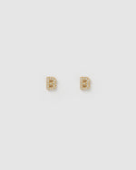 Izoa Alphabet Mini Letter B Stud Earrings Gold