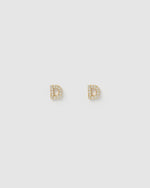 Izoa Alphabet Mini Letter D Stud Earrings Gold