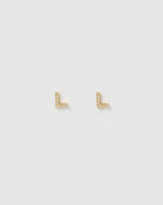 Izoa Alphabet Mini Letter L Stud Earrings Gold