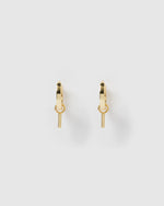 Izoa Alphabet Letter I Huggie Earrings Gold