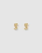 Izoa Number 5 Stud Earrings Gold