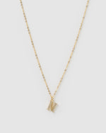 Izoa Crystal Letter N Necklace Gold