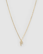 Izoa Crystal Letter F Necklace Gold