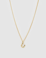 Izoa Alphabet Letter U Necklace Gold
