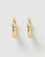 Izoa Capri Huggie Earrings Gold Clear