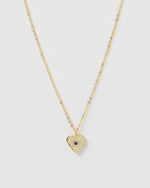 Izoa Emilia Evil Eye Heart Pendant Necklace Gold Crystal