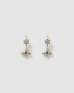 Izoa Garden Drop Stud Earrings Silver