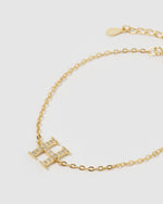 Izoa Crystal Letter H Bracelet Gold