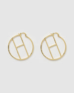 Izoa Alphabet Letter H Hoop Earrings
