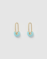 Izoa Joelle Safety Earrings Gold Blue