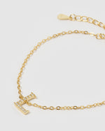 Izoa Crystal Letter L Bracelet Gold