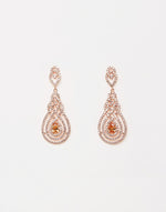 Izoa Nouveau Crystal Earrings Rose Gold Peach