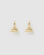 Izoa Aquarius Star Sign Symbol Huggie Earring Gold
