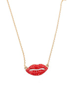 Izoa Lips Pendant Necklace Gold Red