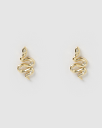 Izoa Snake Stud Earrings Gold