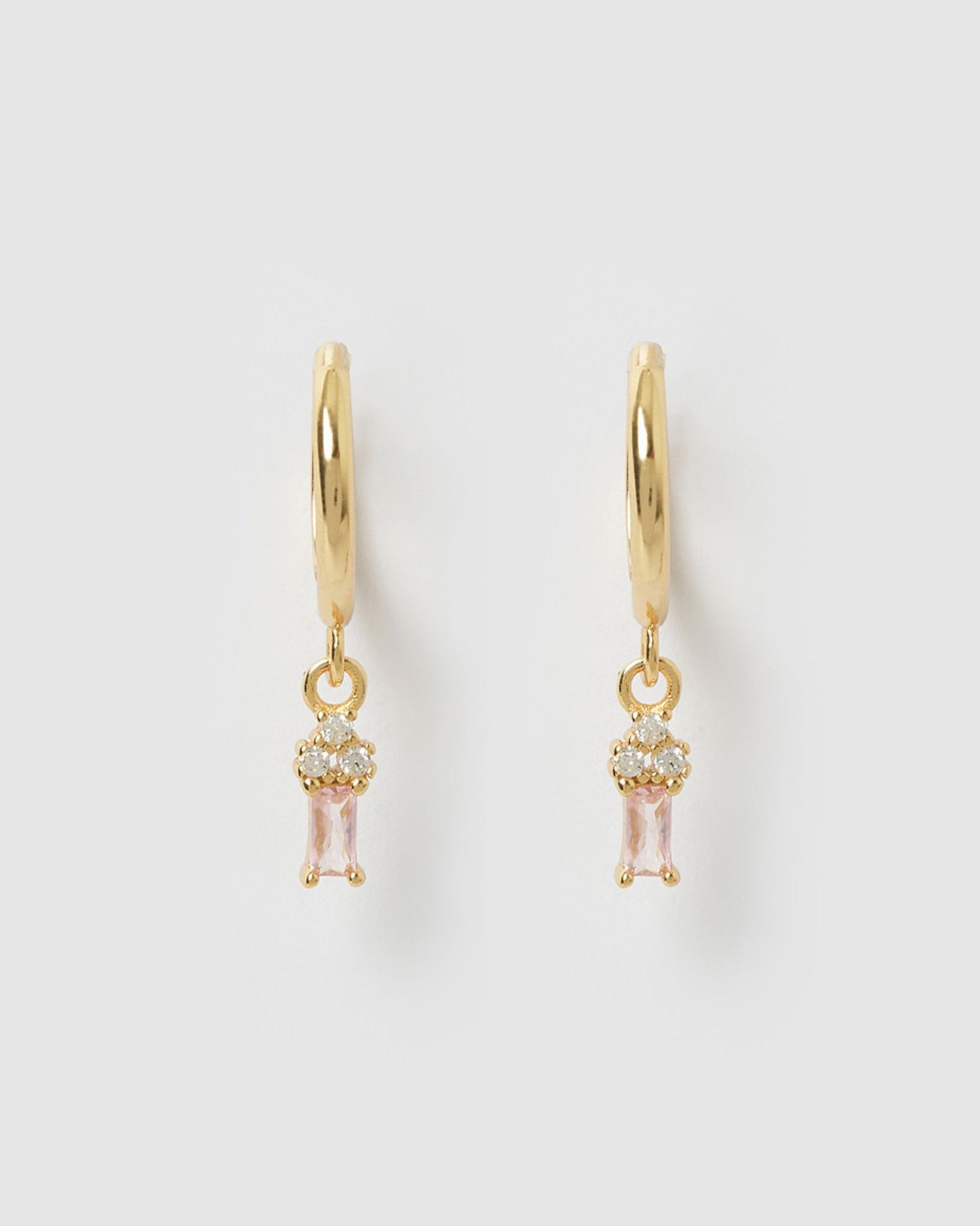 Izoa Carissa Huggie Earrings Gold Baby Pink