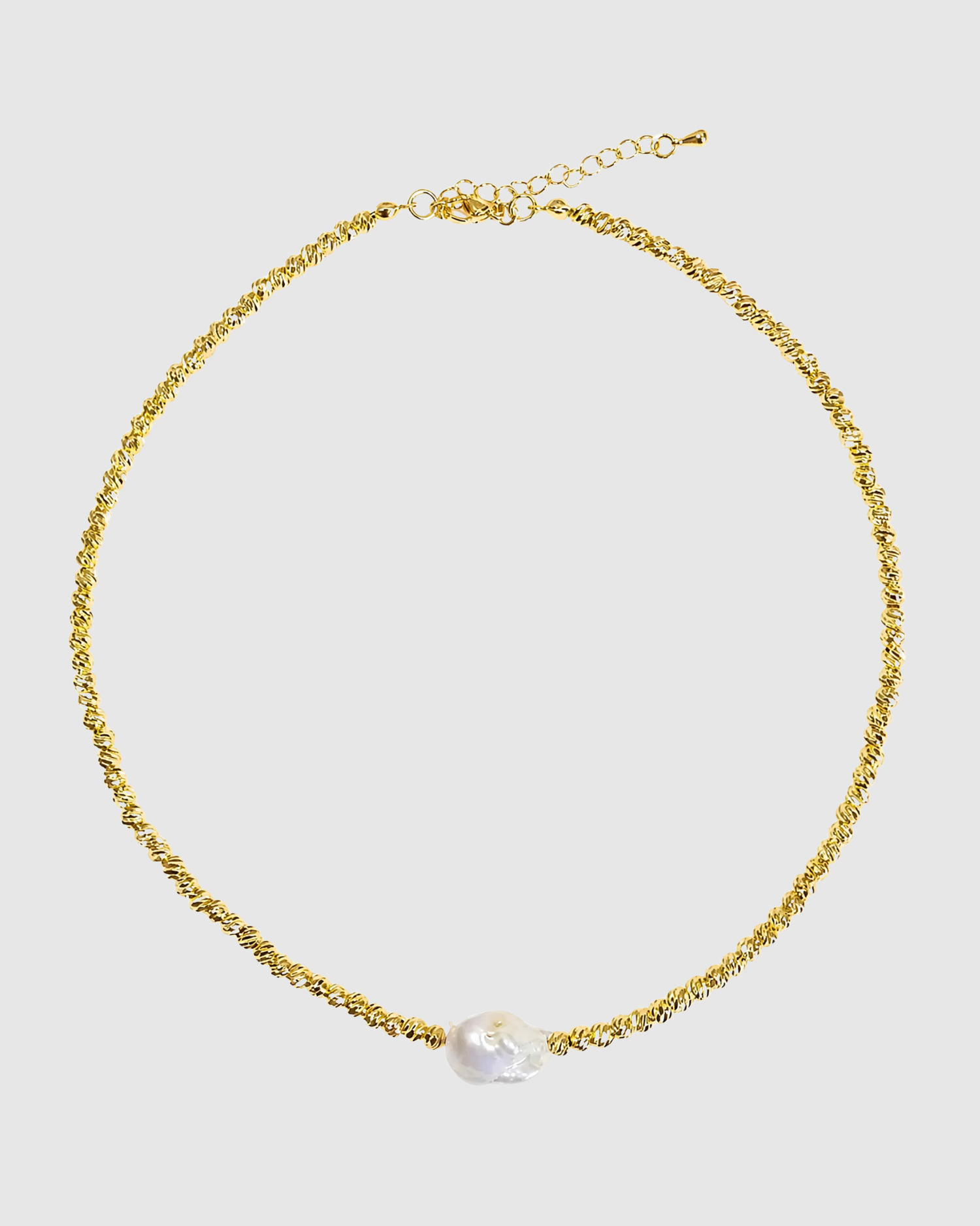 Izoa Amarae Freshwater Baroque Pearl Necklace Gold