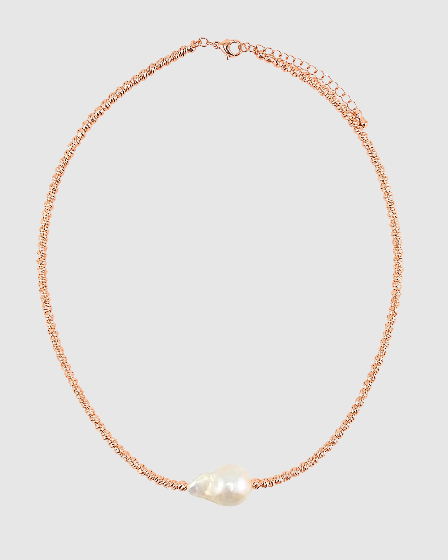 Izoa Amarae Freshwater Baroque Pearl Necklace Rose Gold