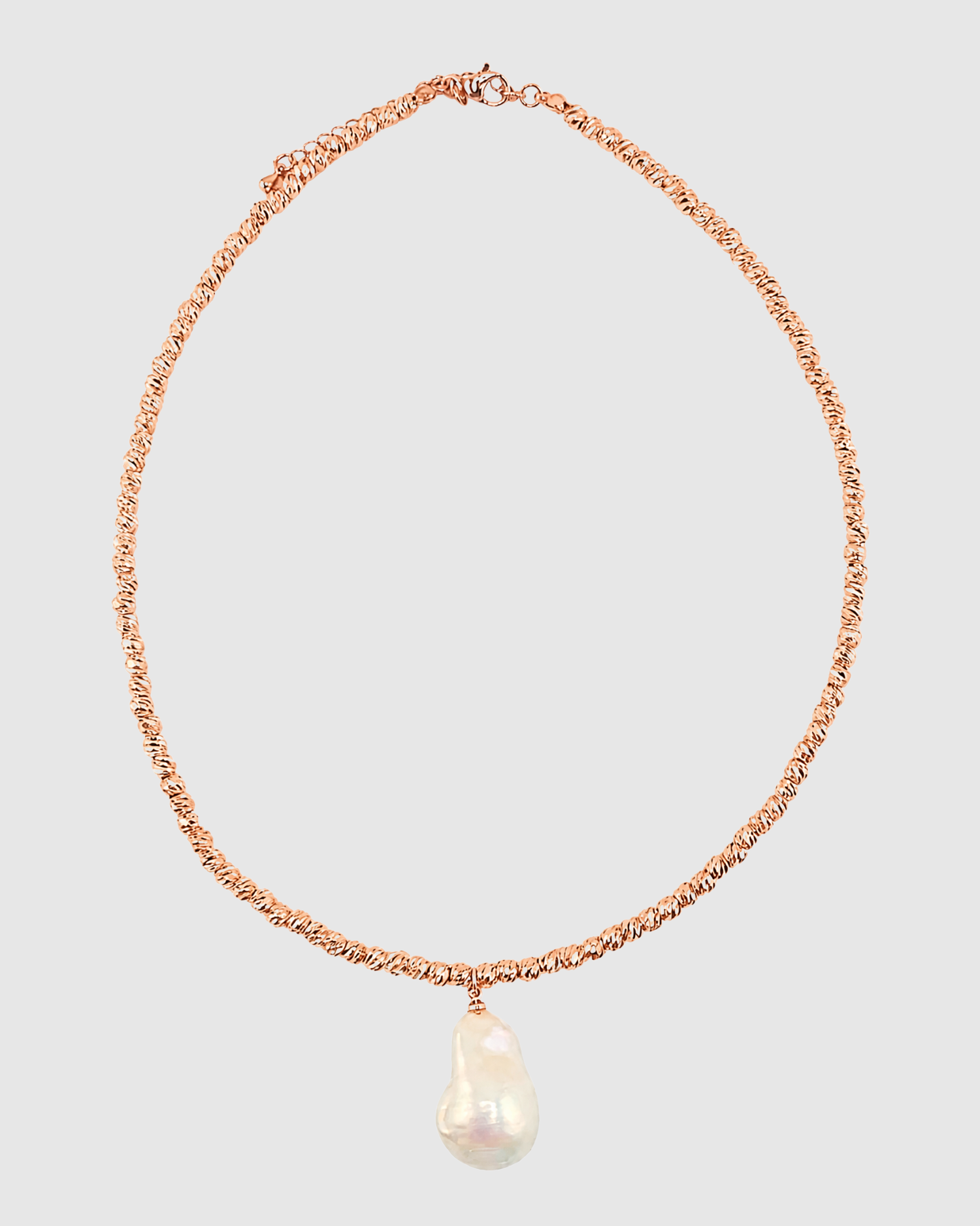 Izoa Odette Drop Freshwater Baroque Pearl Necklace Rose Gold