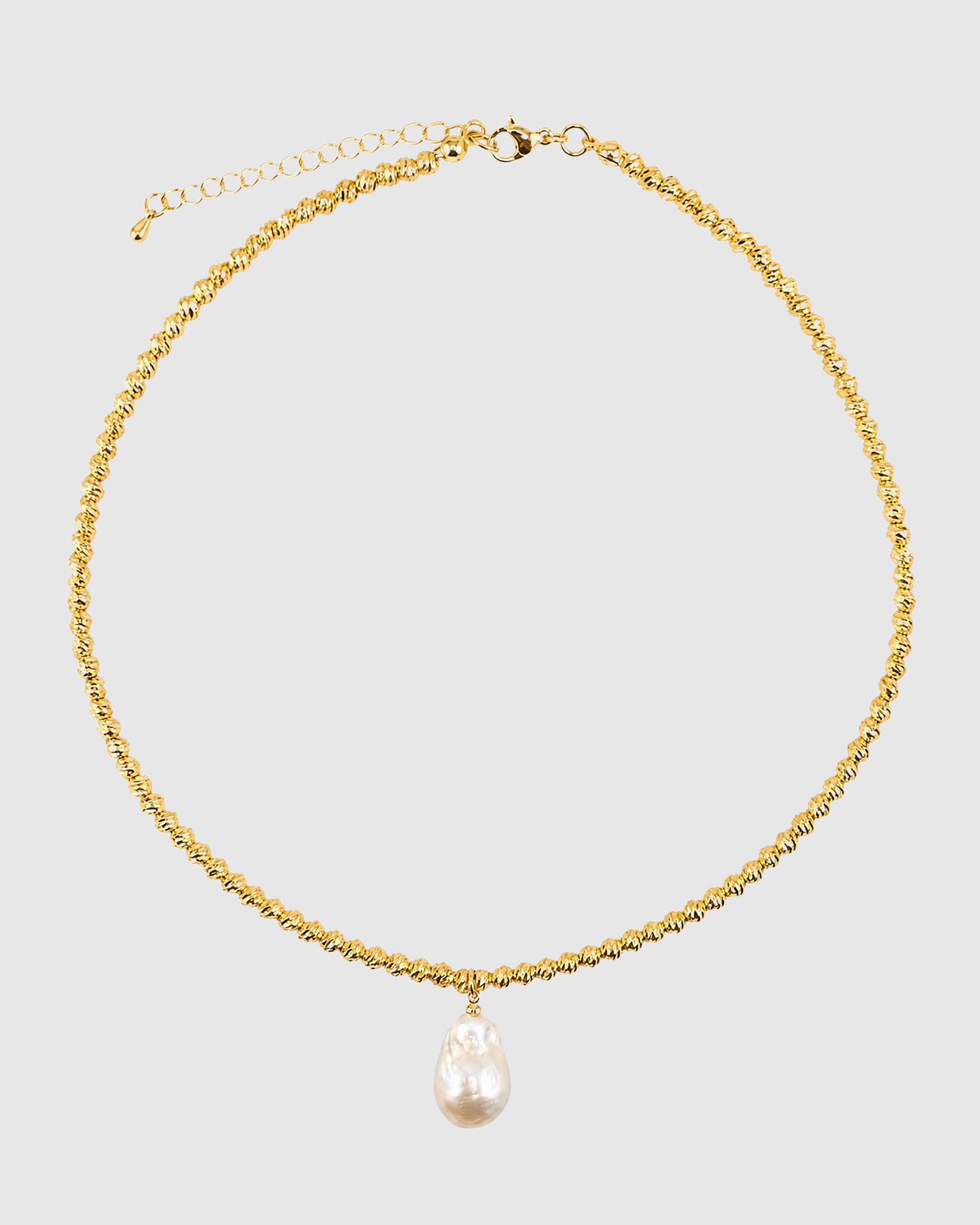 Izoa Odette Drop Freshwater Baroque Pearl Necklace Gold