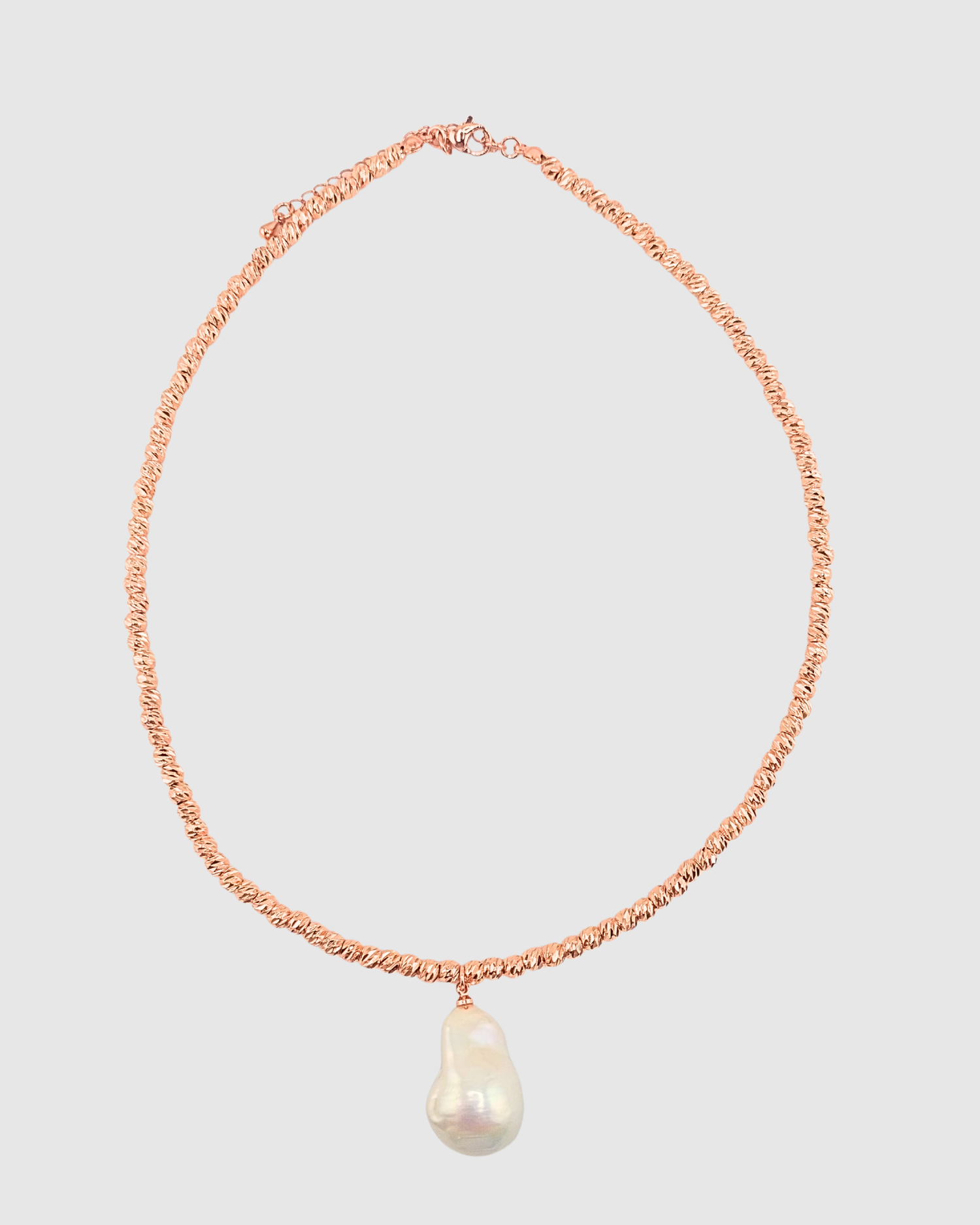 Izoa Odette Drop Freshwater Baroque Pearl Necklace Rose Gold