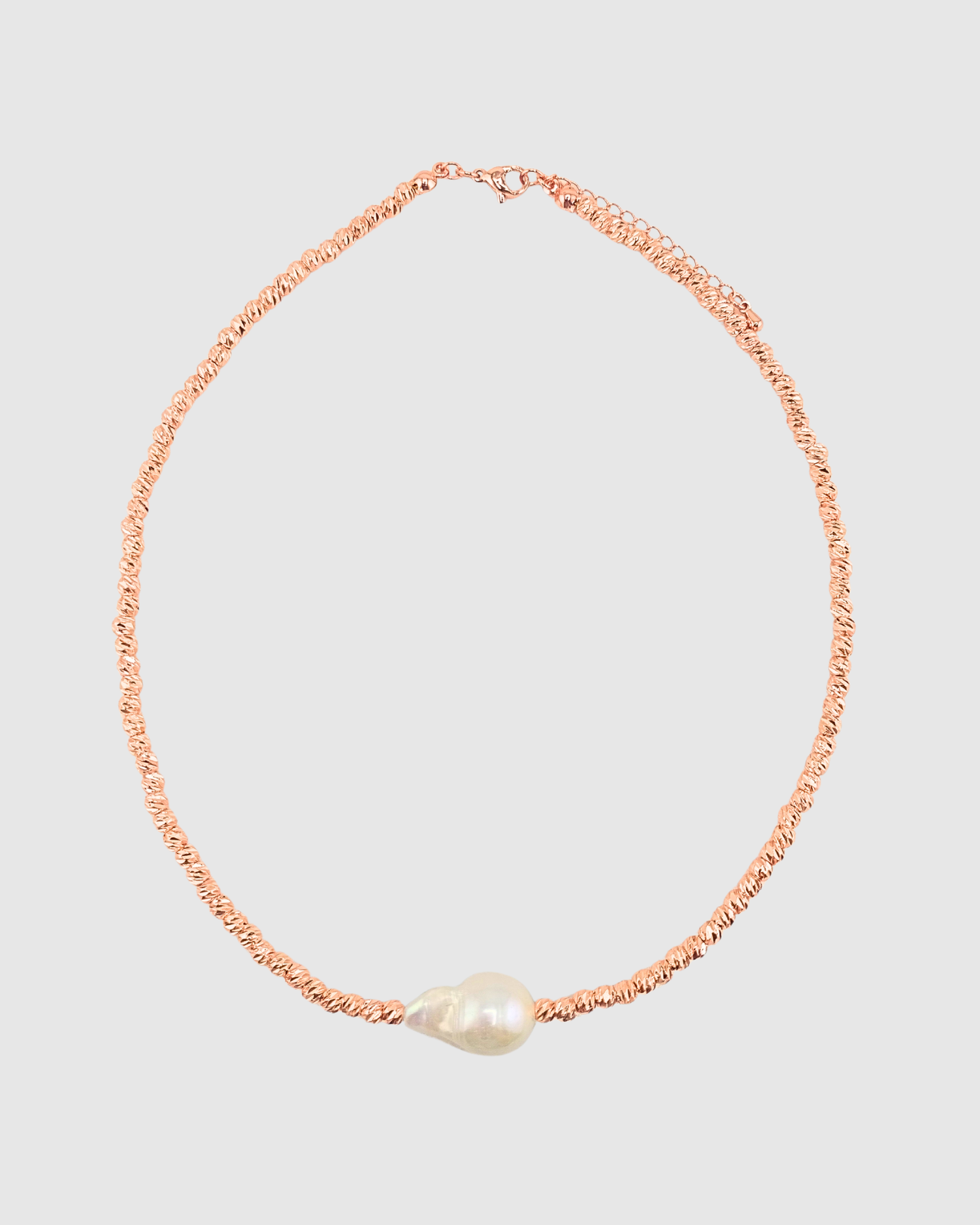 Izoa Amarae Freshwater Baroque Pearl Necklace Rose Gold