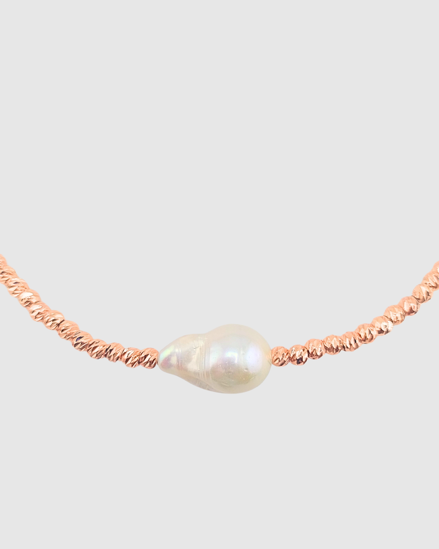 Izoa Amarae Freshwater Baroque Pearl Necklace Rose Gold