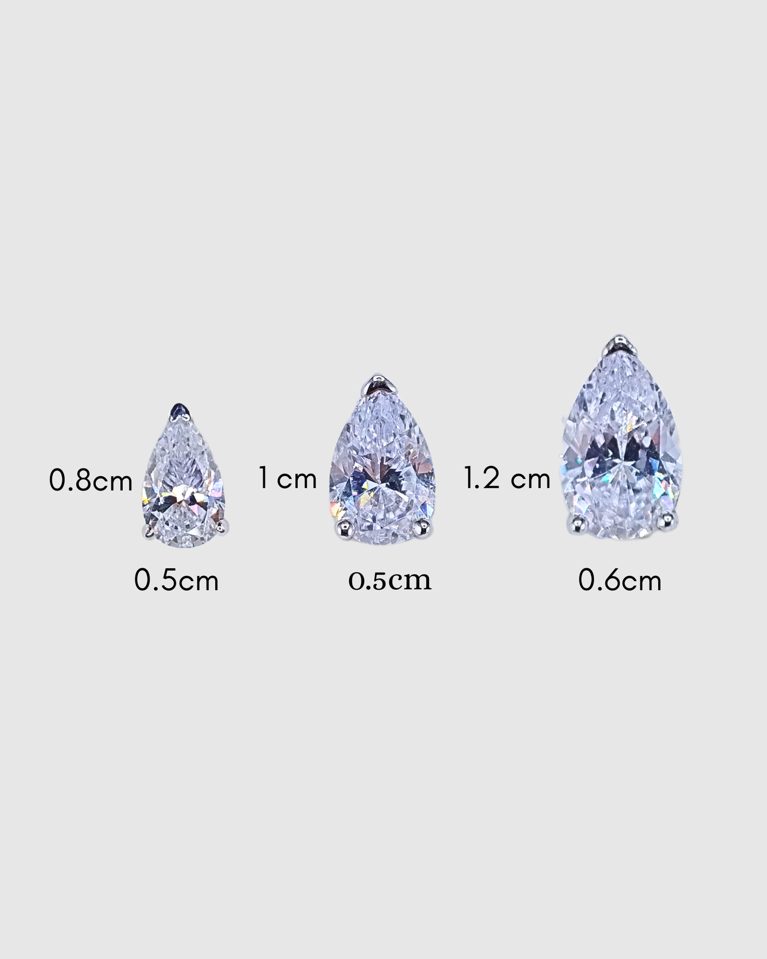Izoa Teardrop Stud Earrings Silver Medium