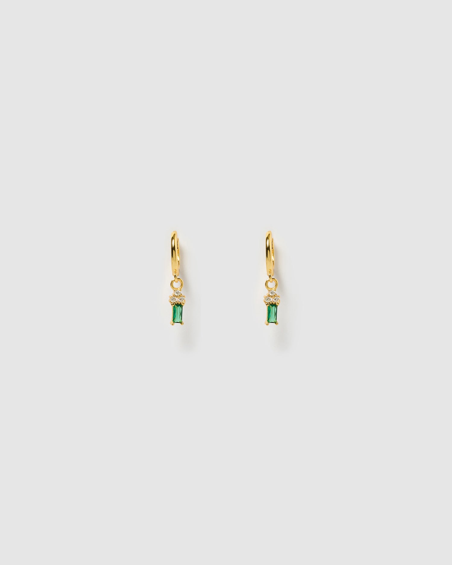 Izoa Carissa Huggie Earrings Gold Green