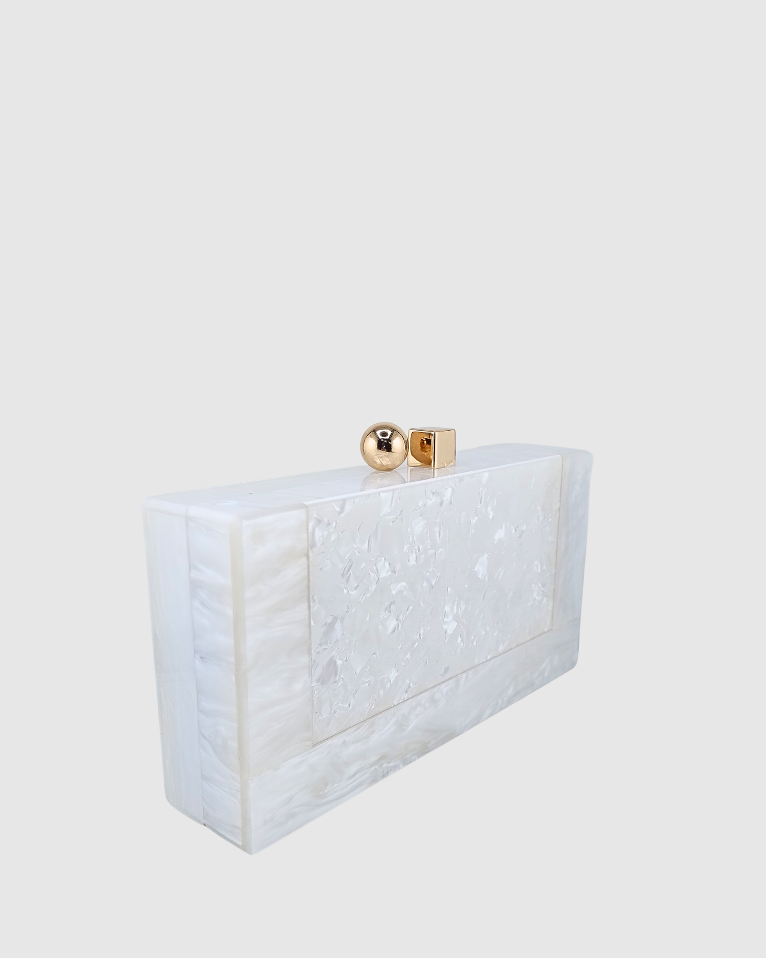 Izoa Brooke Marble Clutch White