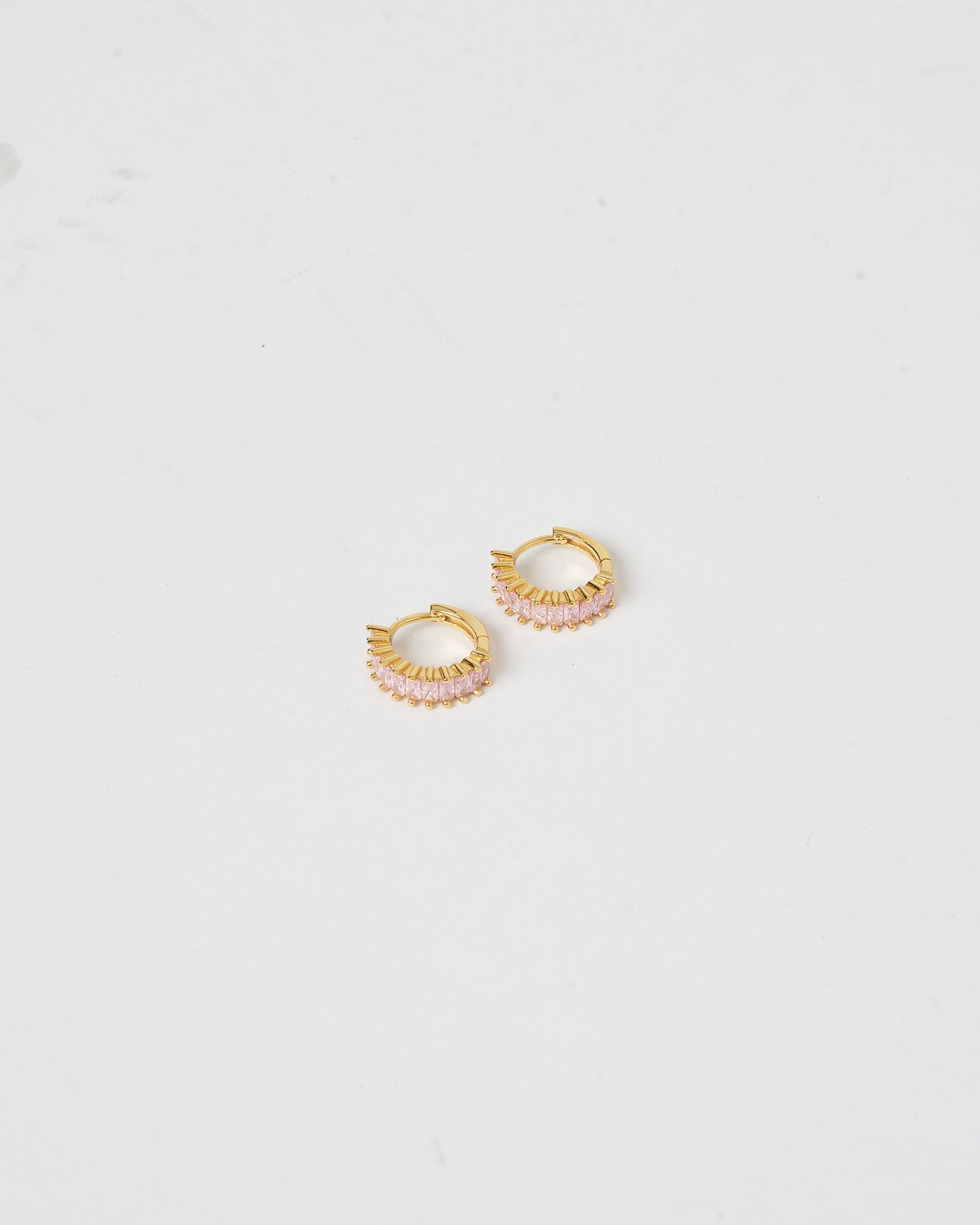 Izoa Celine Huggie Earrings Gold Pink