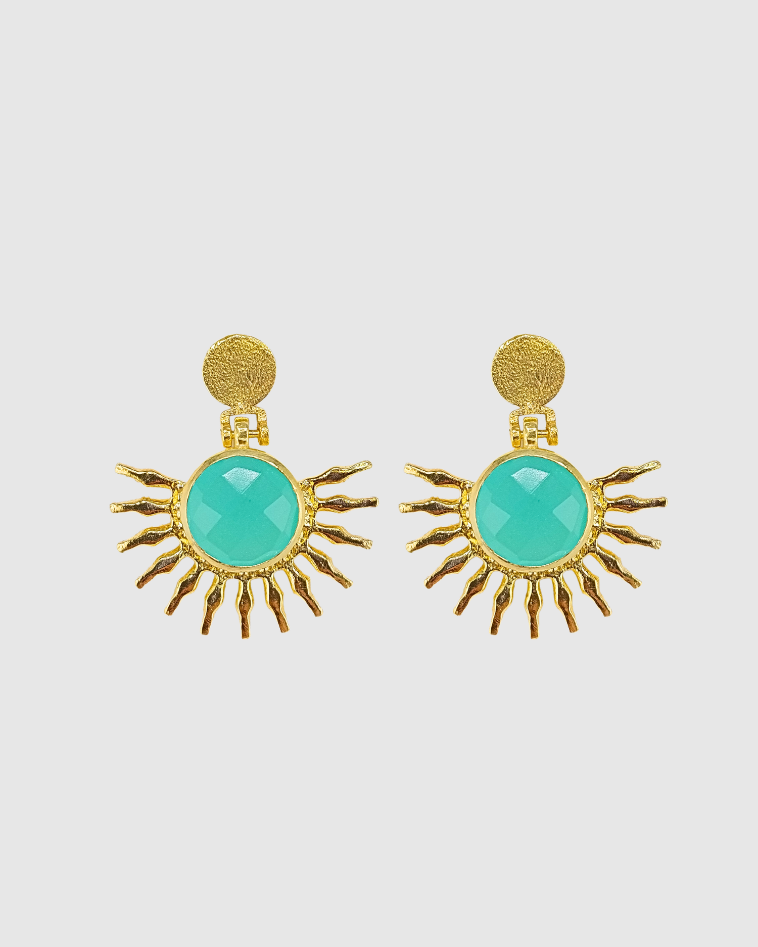 Izoa Claire Fan Earrings Gold Green