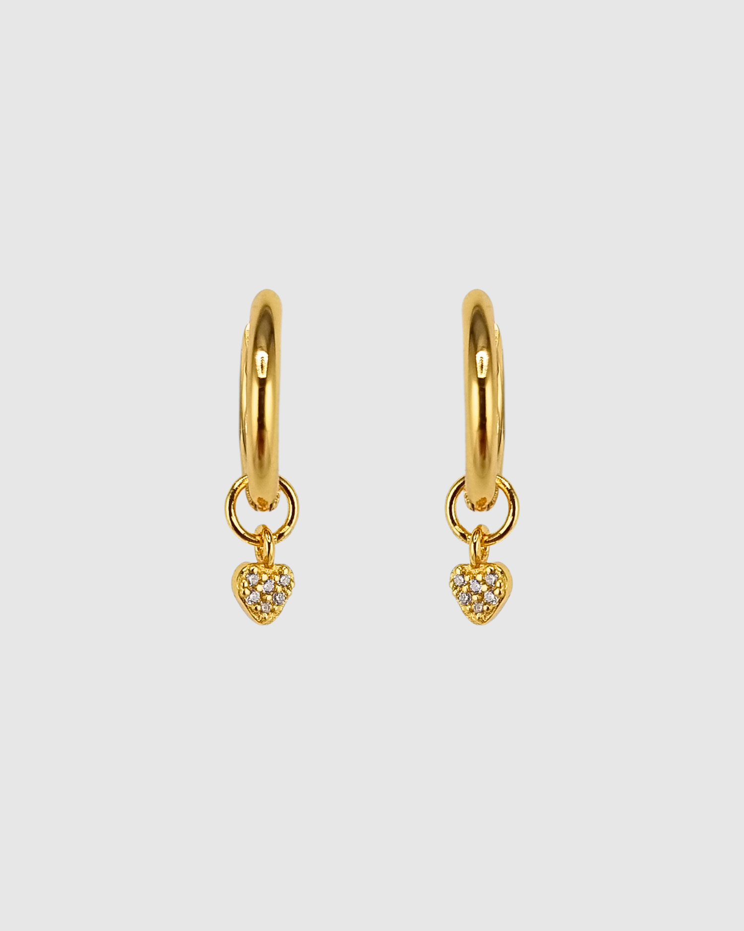 Izoa Elisse Heart Huggies Earrings Gold Clear