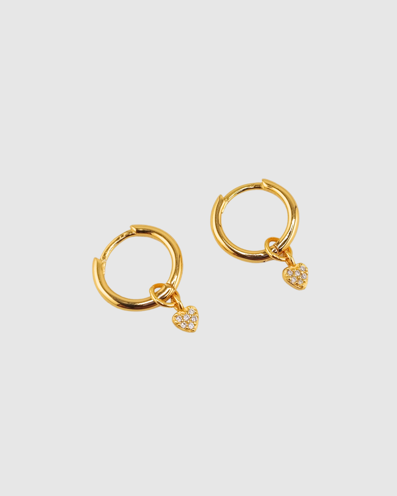 Izoa Elisse Heart Huggies Earrings Gold Clear