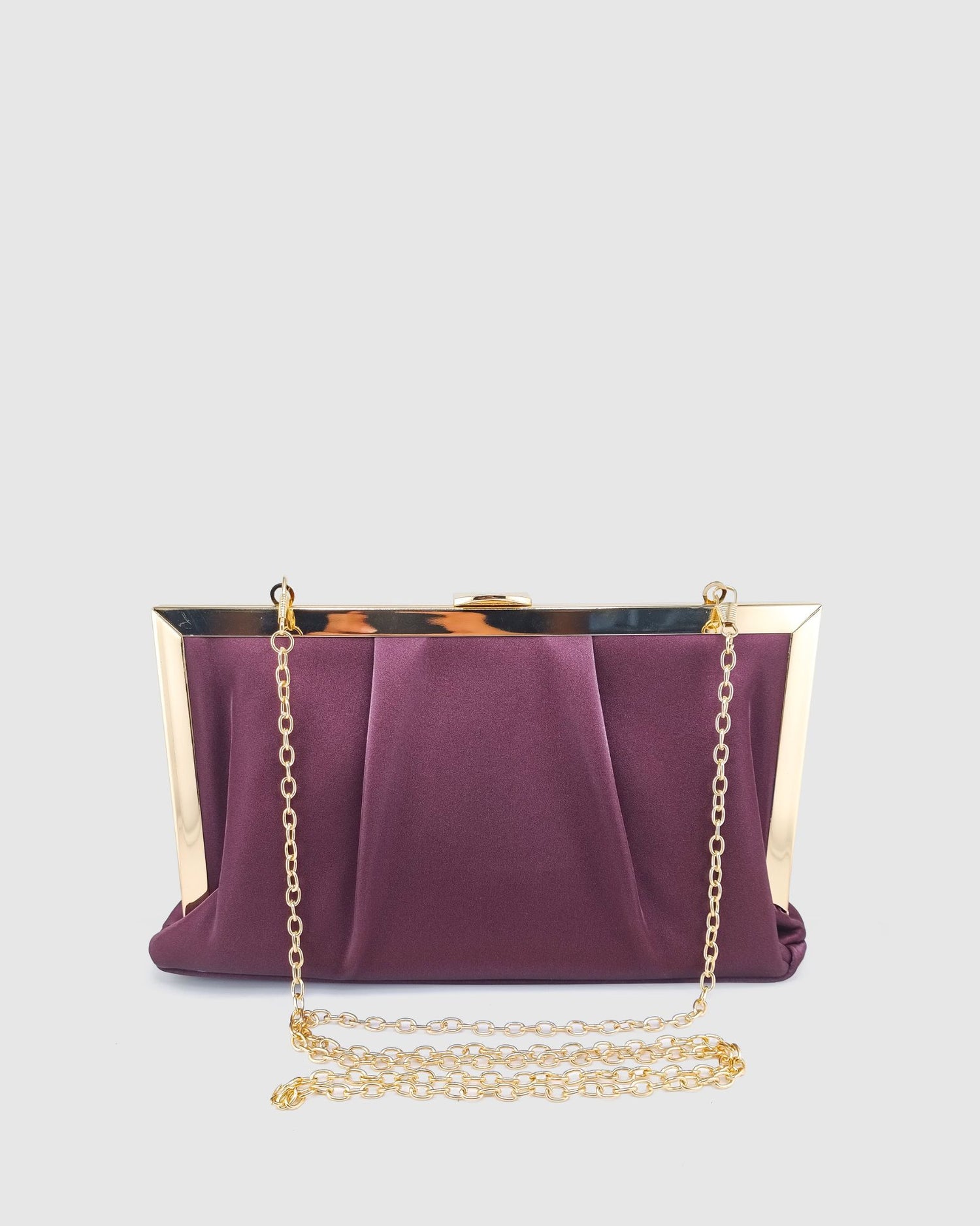Izoa Gia Pleated Clutch Burgundy