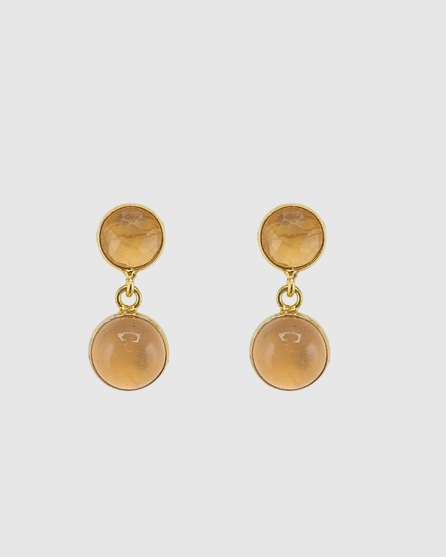 Izoa Greta Drop Stud Earrings Citrine