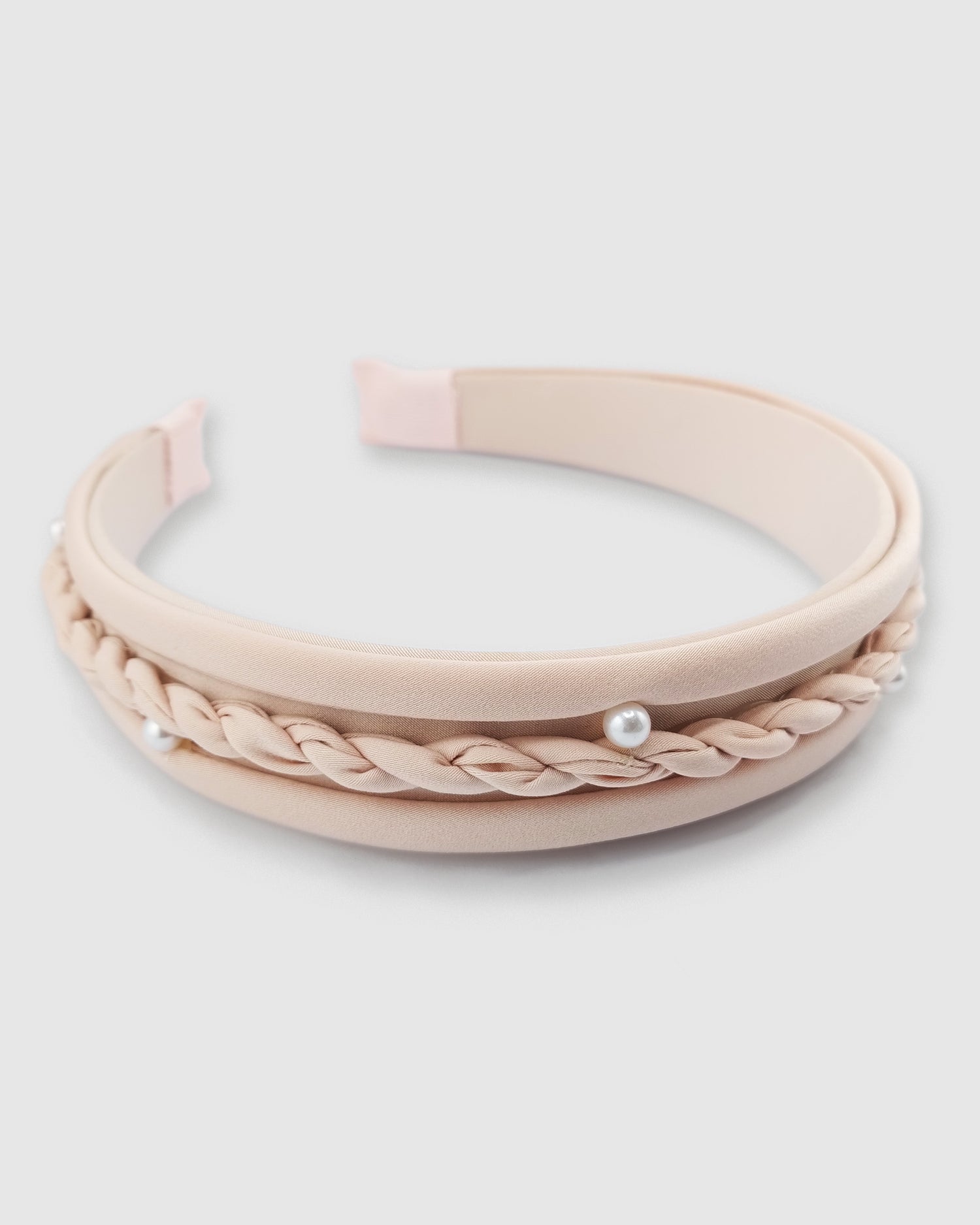 Izoa Braided Pearl Headband Pink