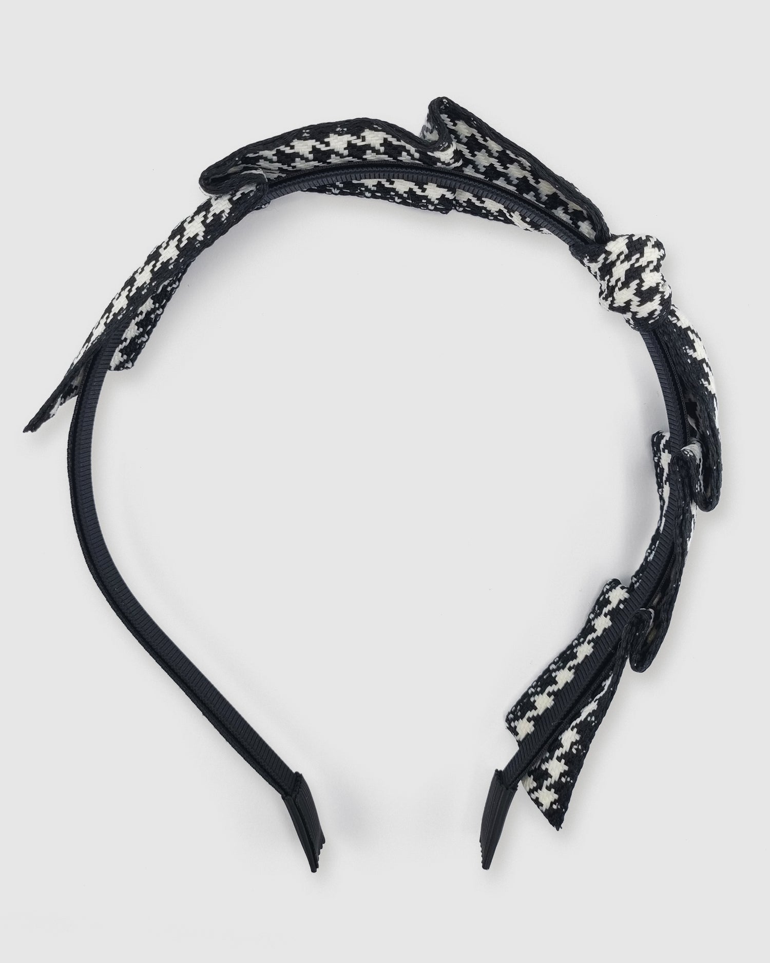 Izoa Lottie Bow Headband Houndstooth Pattern