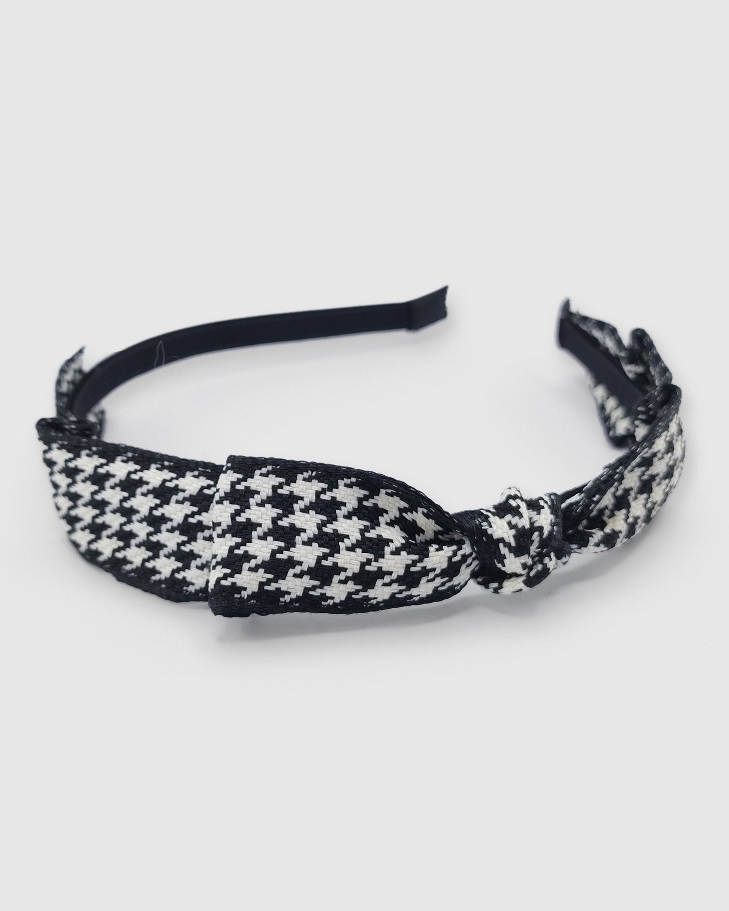 Izoa Lottie Bow Headband Houndstooth Pattern