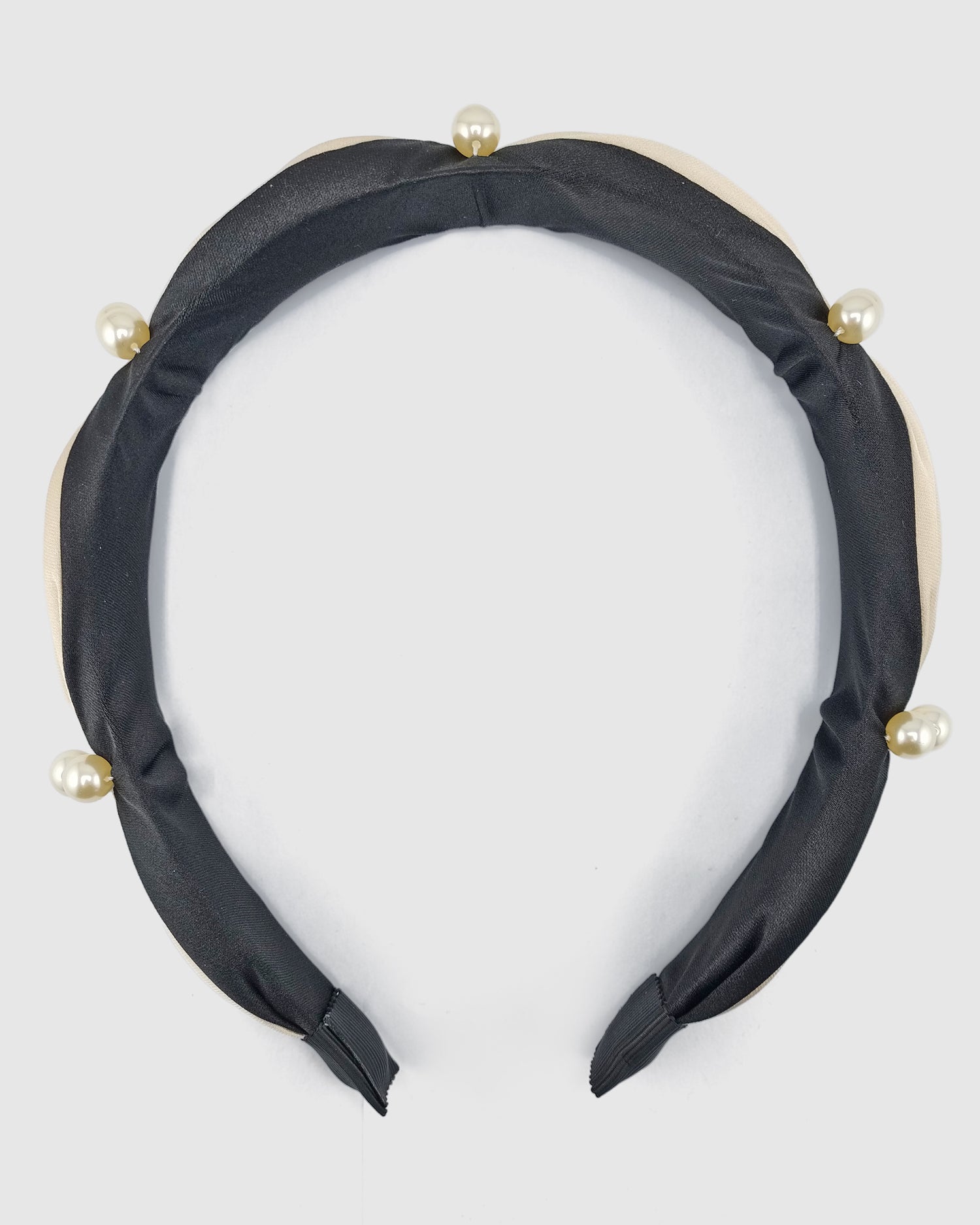 Izoa Sienna Pearl Headband Champagne Black