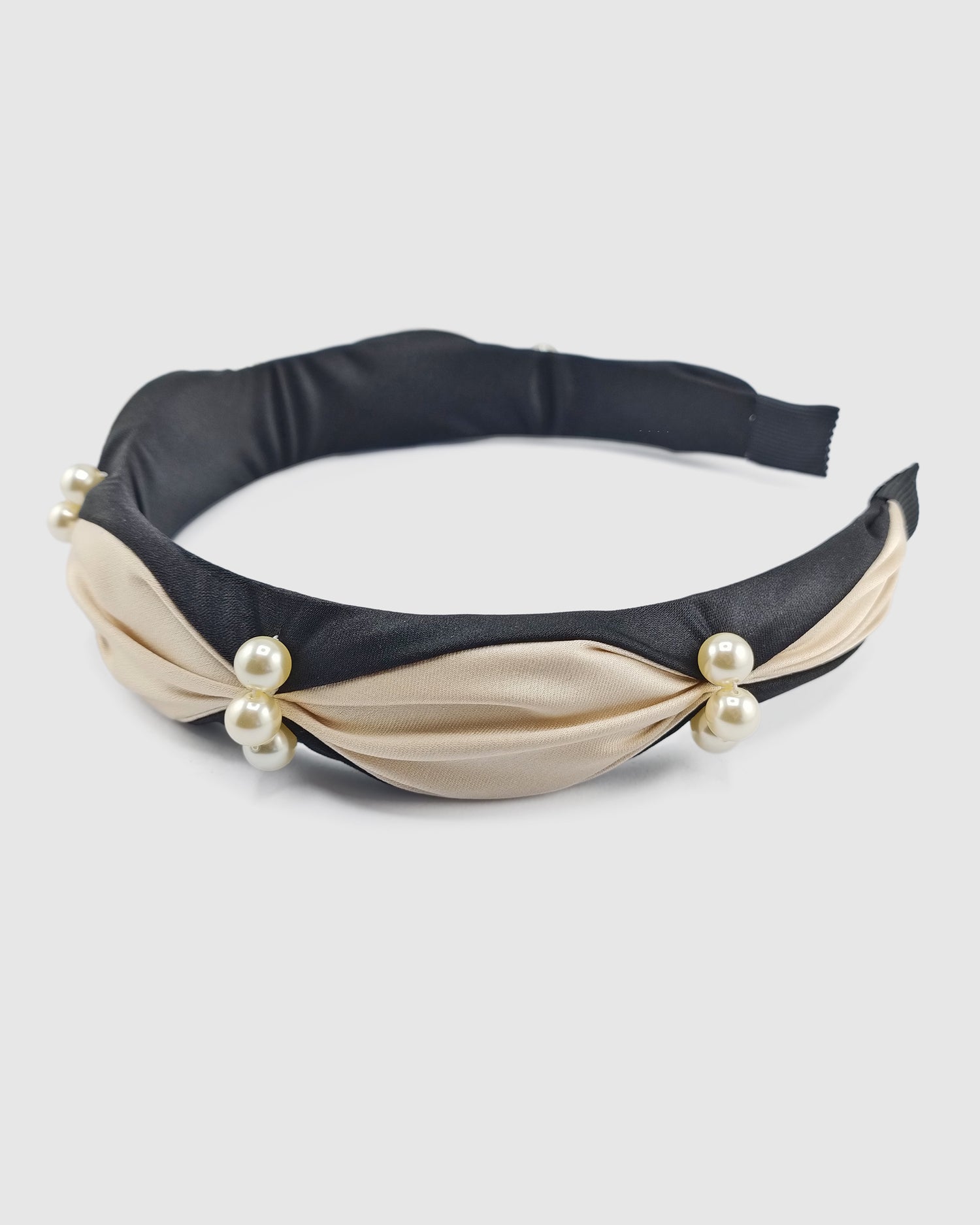 Izoa Sienna Pearl Headband Champagne Black